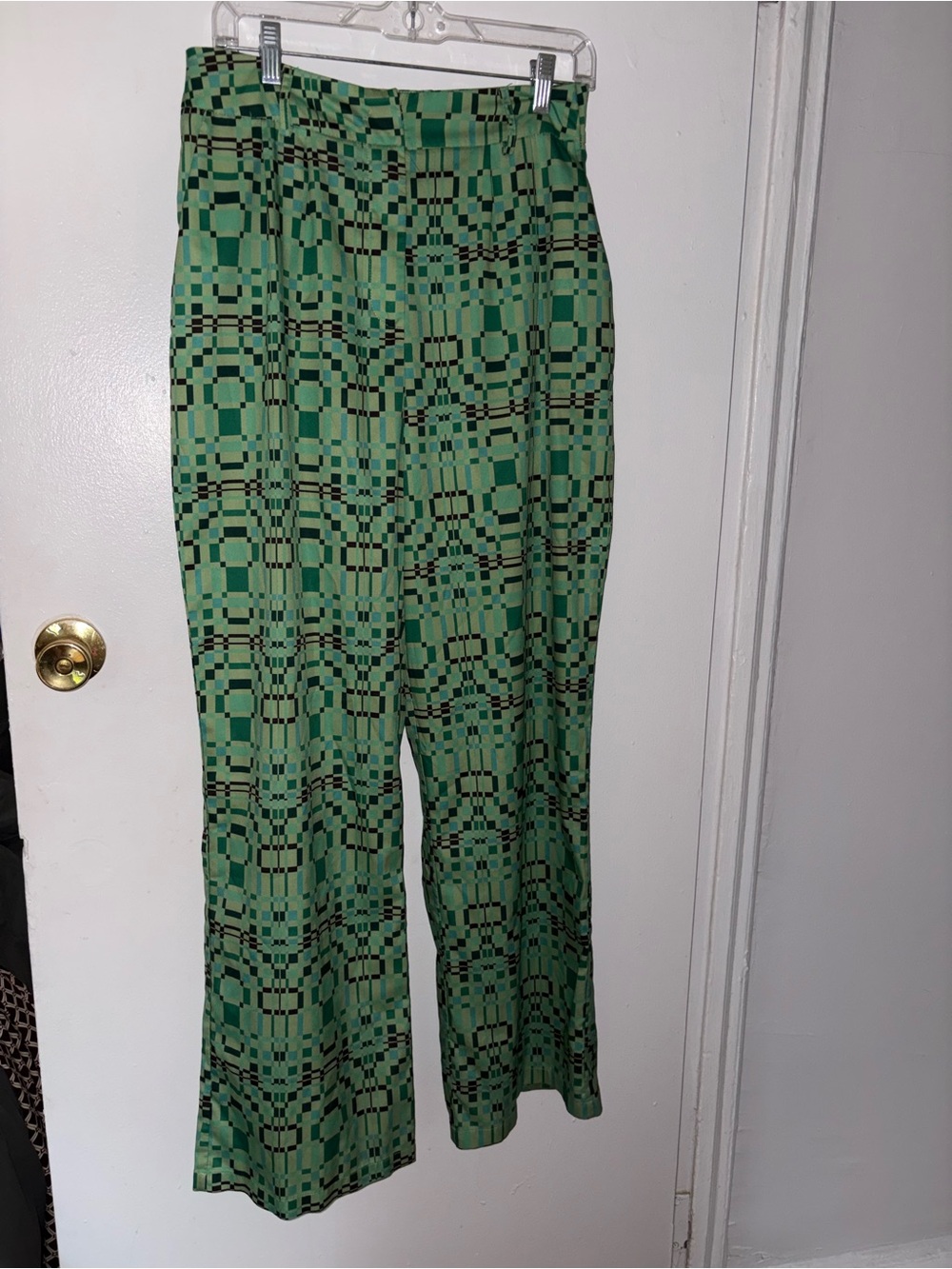 Princess Polly Green Geometric Wide Leg Pants